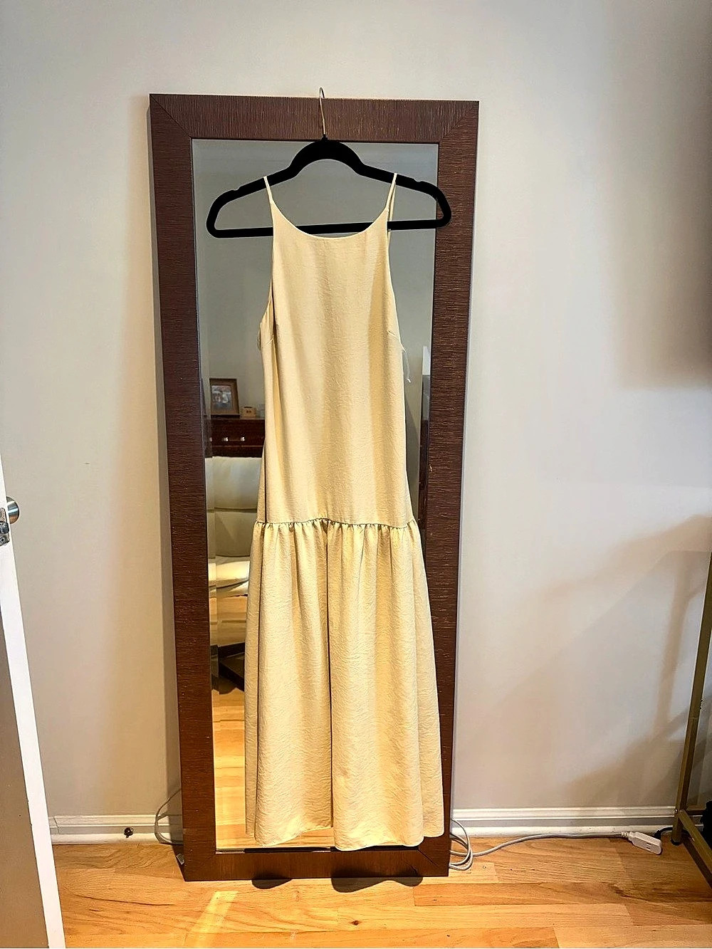 ASOS Design Dropped Waist Cami Maxi Dress Yellow Size 4